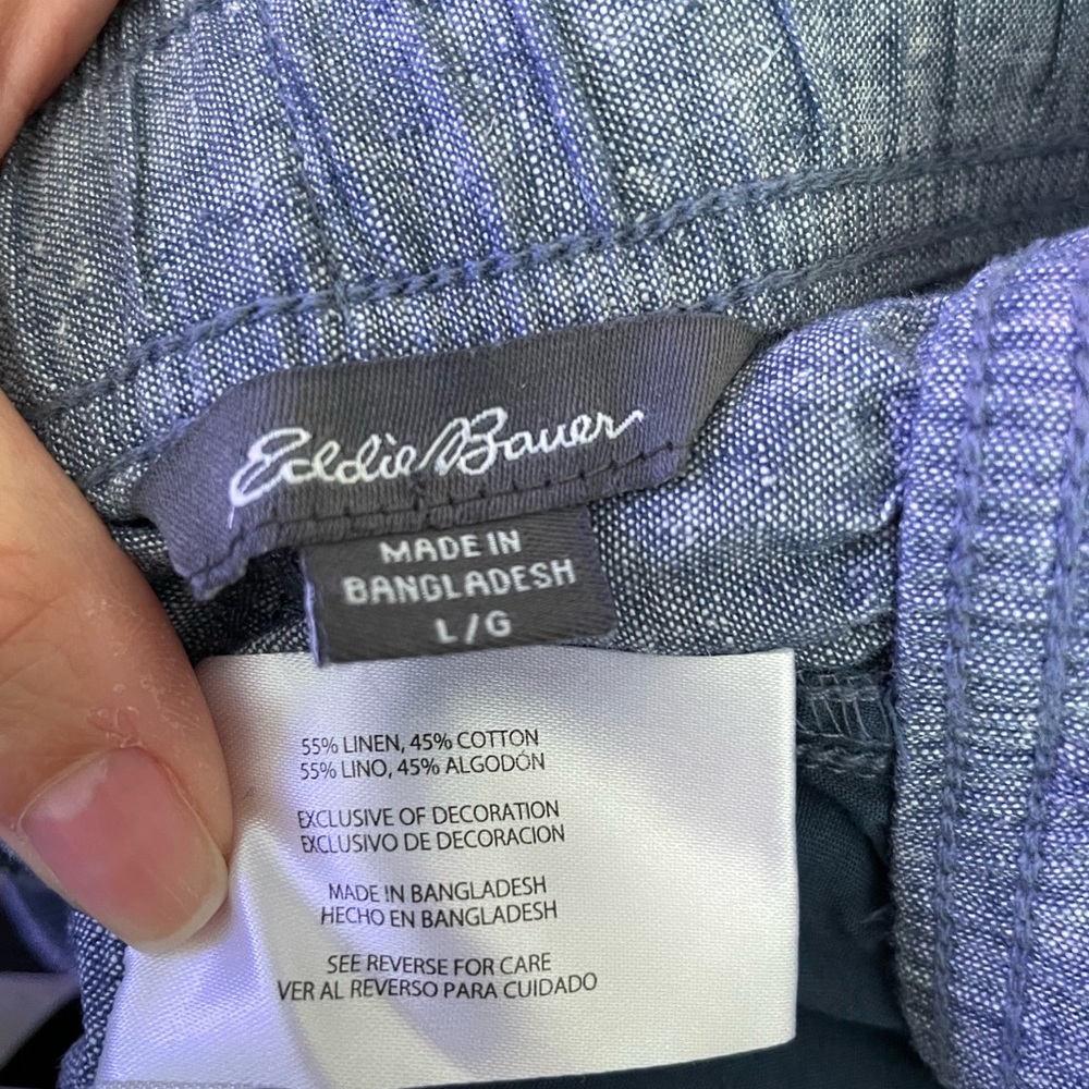 Eddie Linen Pullover Tie Drawstring Chambray Chin… - image 4